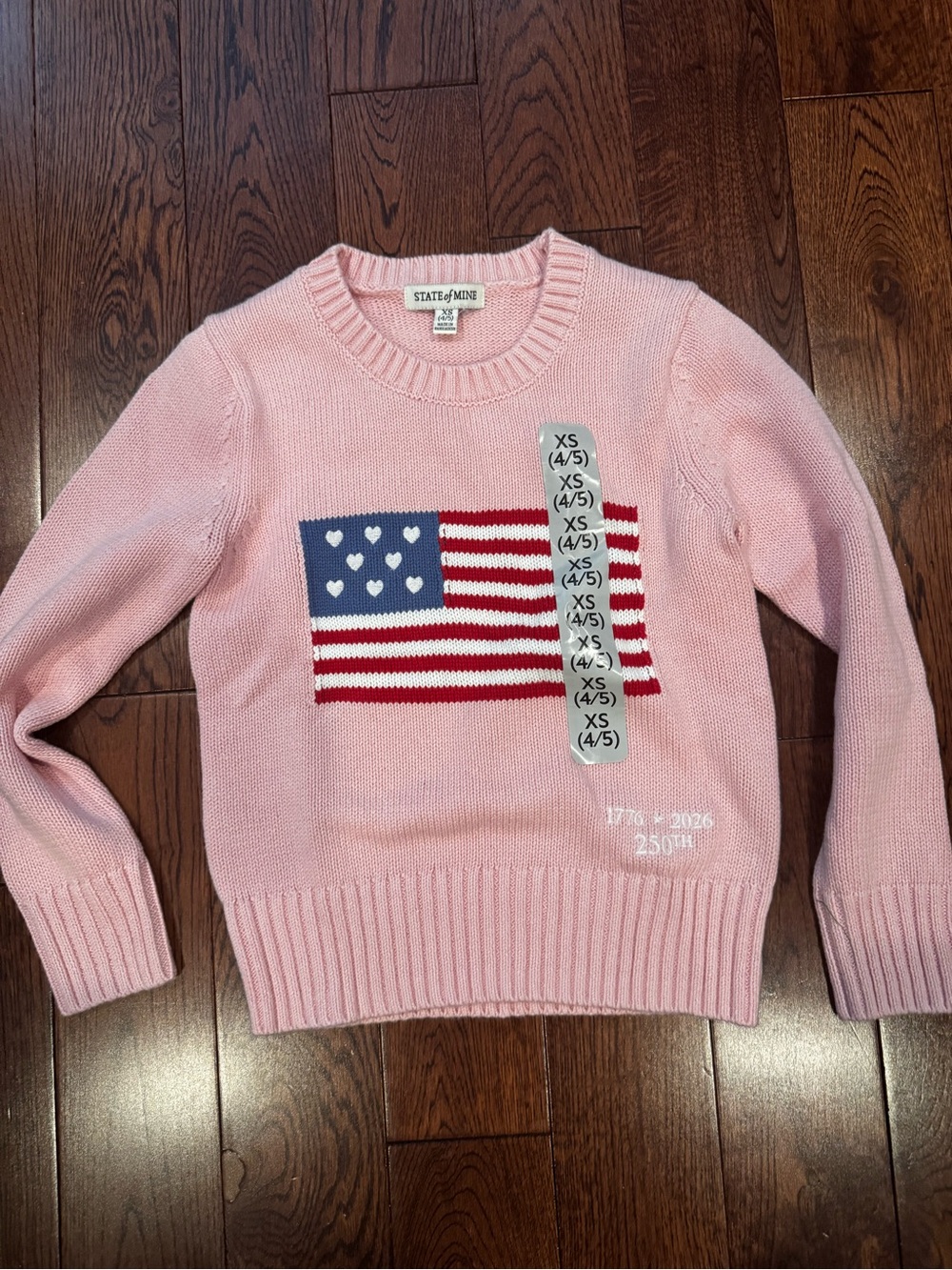 State of Mind Soft Pink Crewneck Flag Sweater